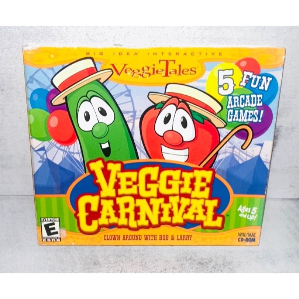 VeggieTales Carnival Windows PC Game Mac 2003 CD ROM Disc Game Manual Case Vtg